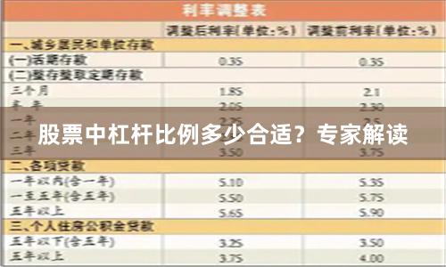 股票中杠杆比例多少合适？专家解读